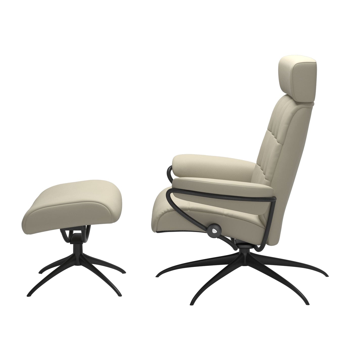 Stressless® London chair with adjustable headrest, with footstool